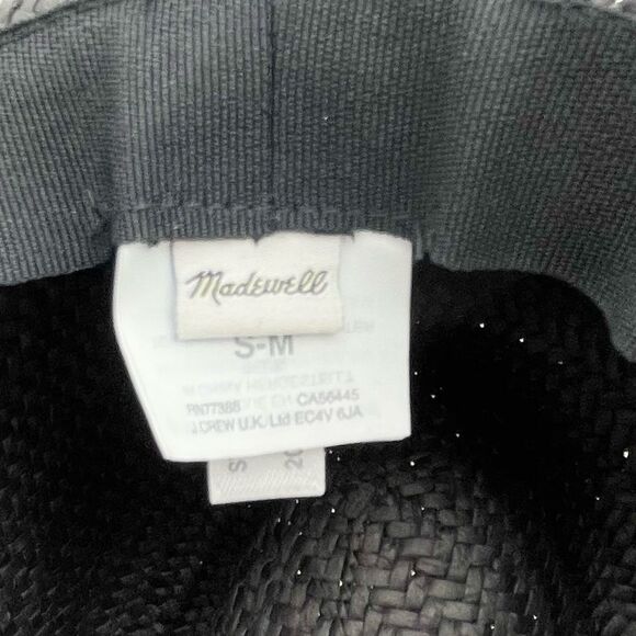 Madewell Wide-Brimmed Straw Fedora Sunhat in Faded Black | Gray Women’s Size S/M - Picture 12 of 16